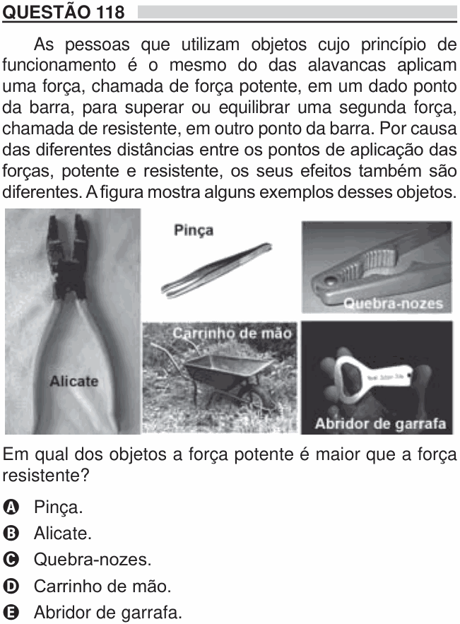 Enunciado da questão 118 de Física do ENEM 2018