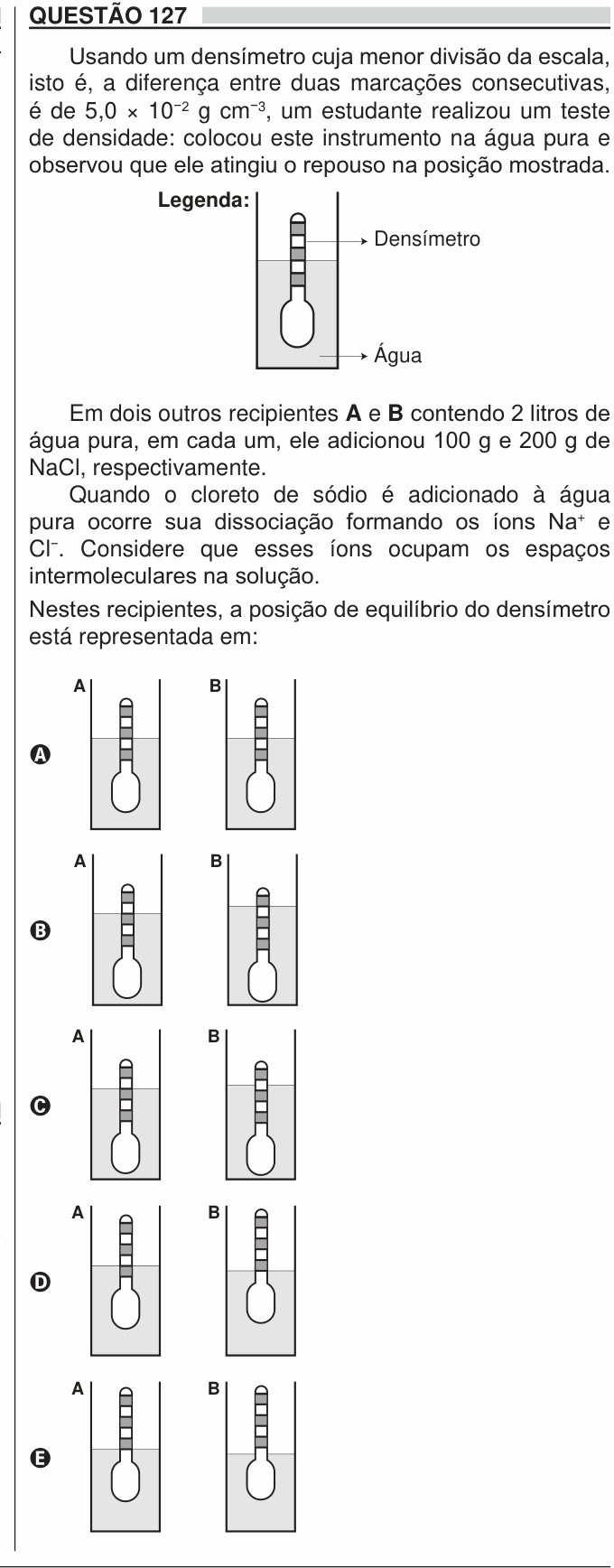 Enunciado da questão 127 de Física do ENEM 2018