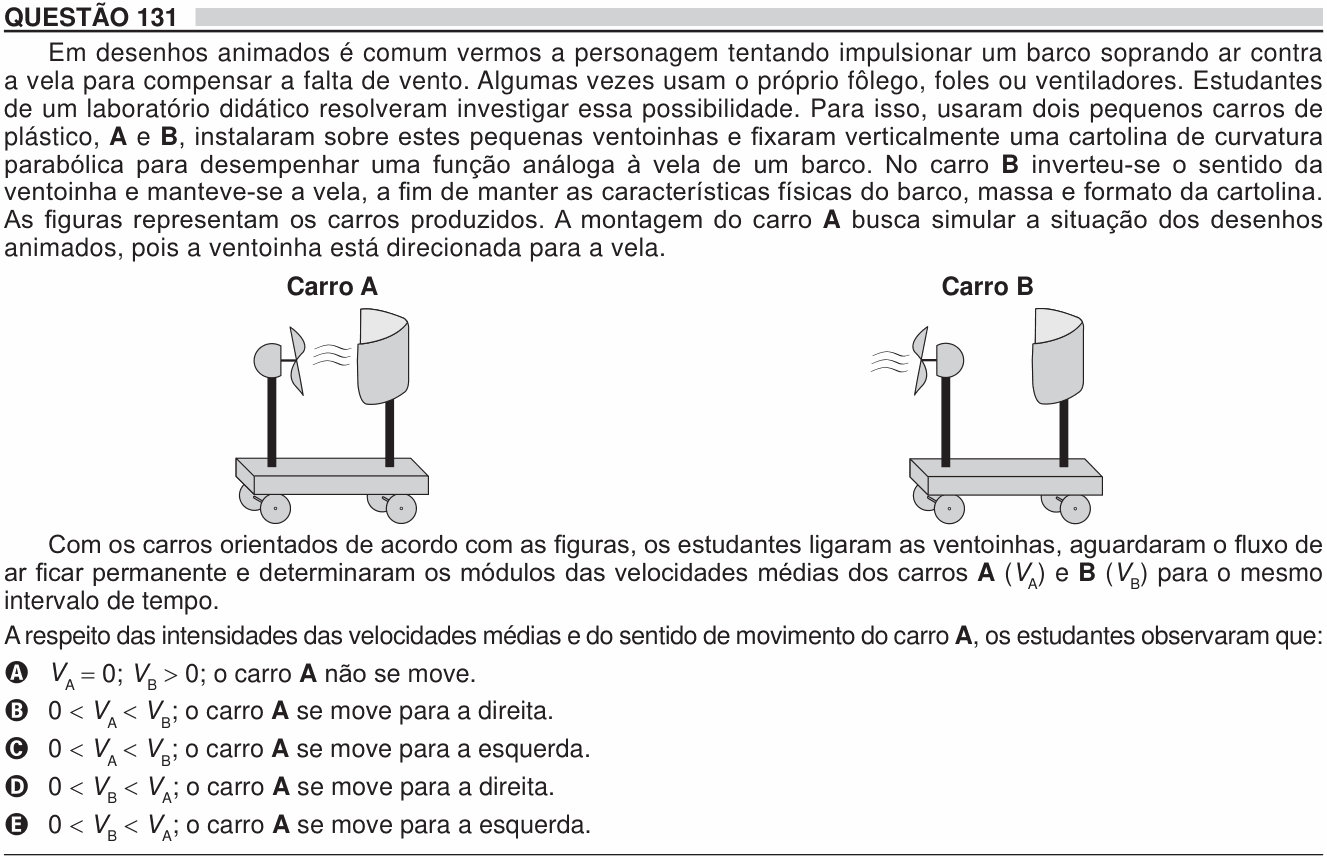 Enunciado da questão 131 de Física do ENEM 2018