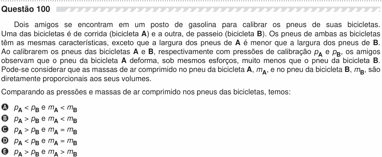 Enunciado da questão 100 de Física do ENEM 2019