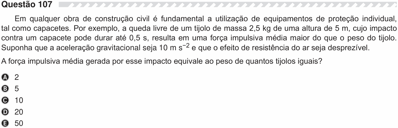 Enunciado da questão 107 de Física do ENEM 2019