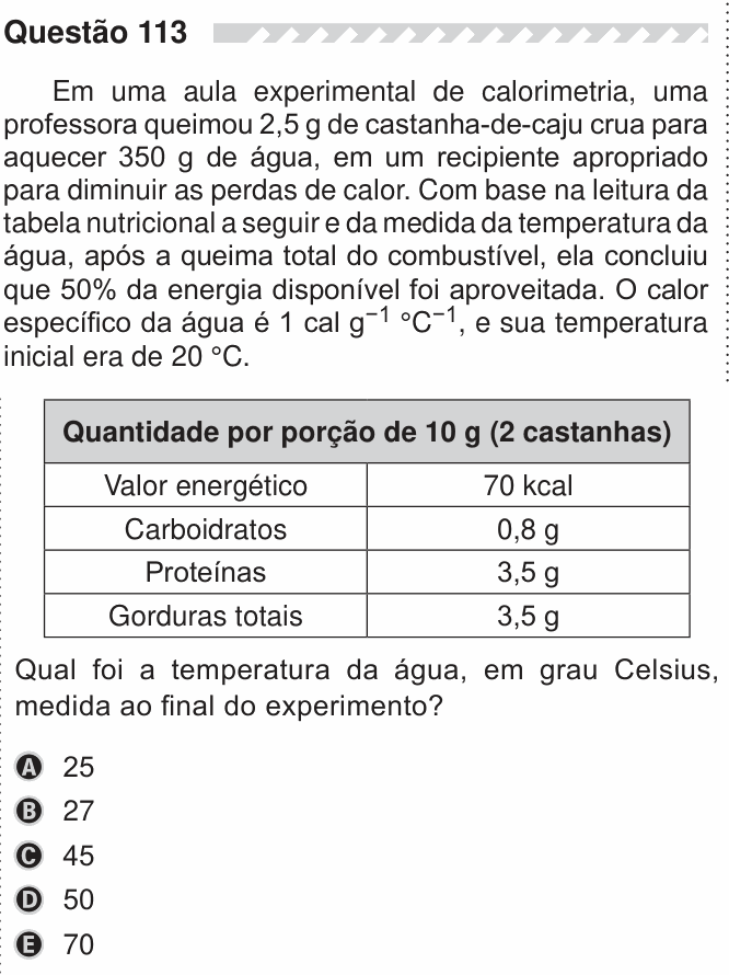 Enunciado da questão 113 de Física do ENEM 2019