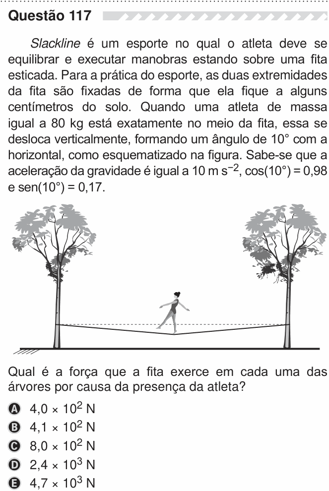 Enunciado da questão 117 de Física do ENEM 2019