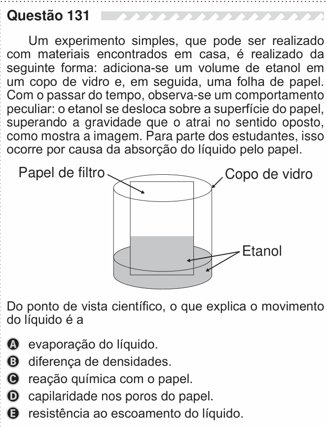 Enunciado da questão 131 de Física do ENEM 2019