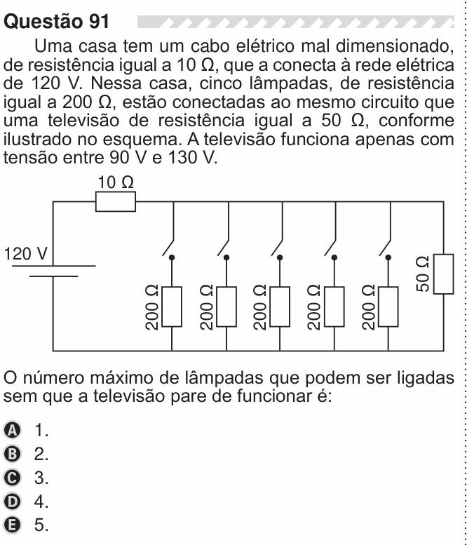 Enunciado da questão 91 de Física do ENEM 2019