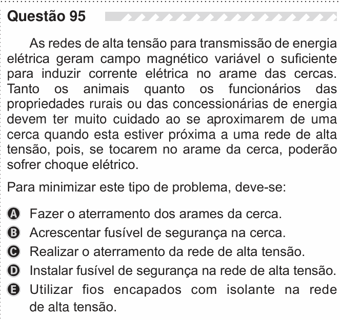 Enunciado da questão 95 de Física do ENEM 2019
