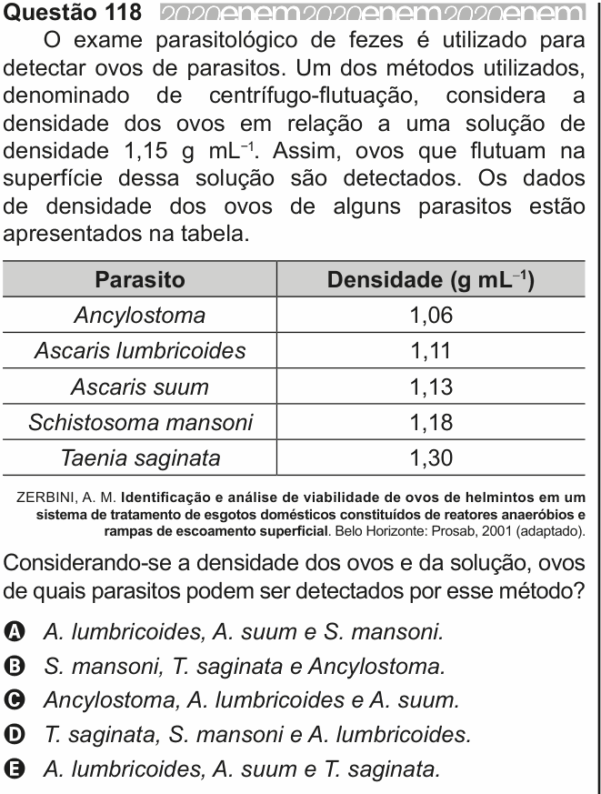 Enunciado da questão 118 de Física do ENEM 2020