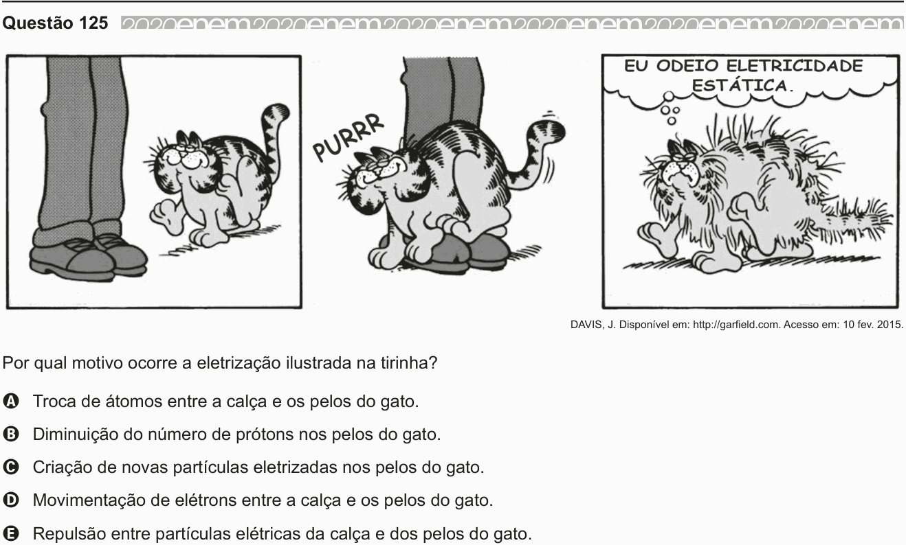 Enunciado da questão 125 de Física do ENEM 2020