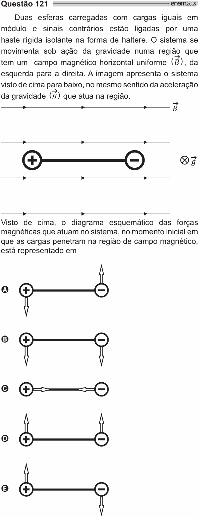 Enunciado da questão 121 de Física do ENEM 2021