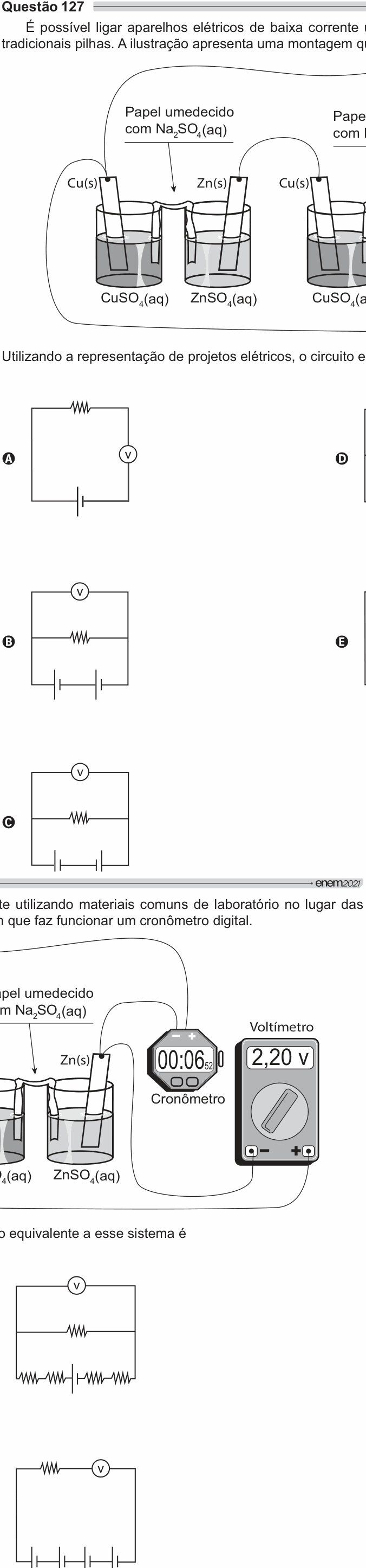 Enunciado da questão 127 de Física do ENEM 2021