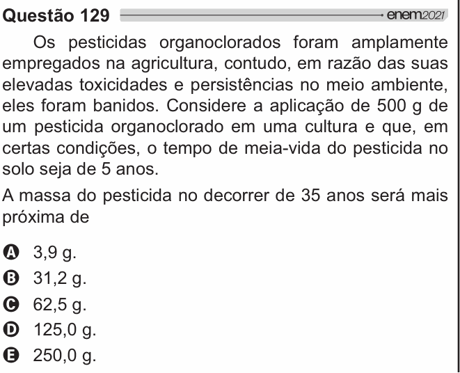 Enunciado da questão 129 de Física do ENEM 2021