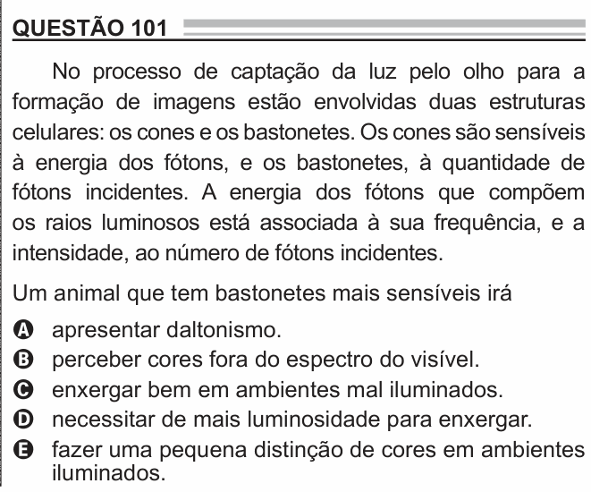 Enunciado da questão 101 de Física do ENEM 2022