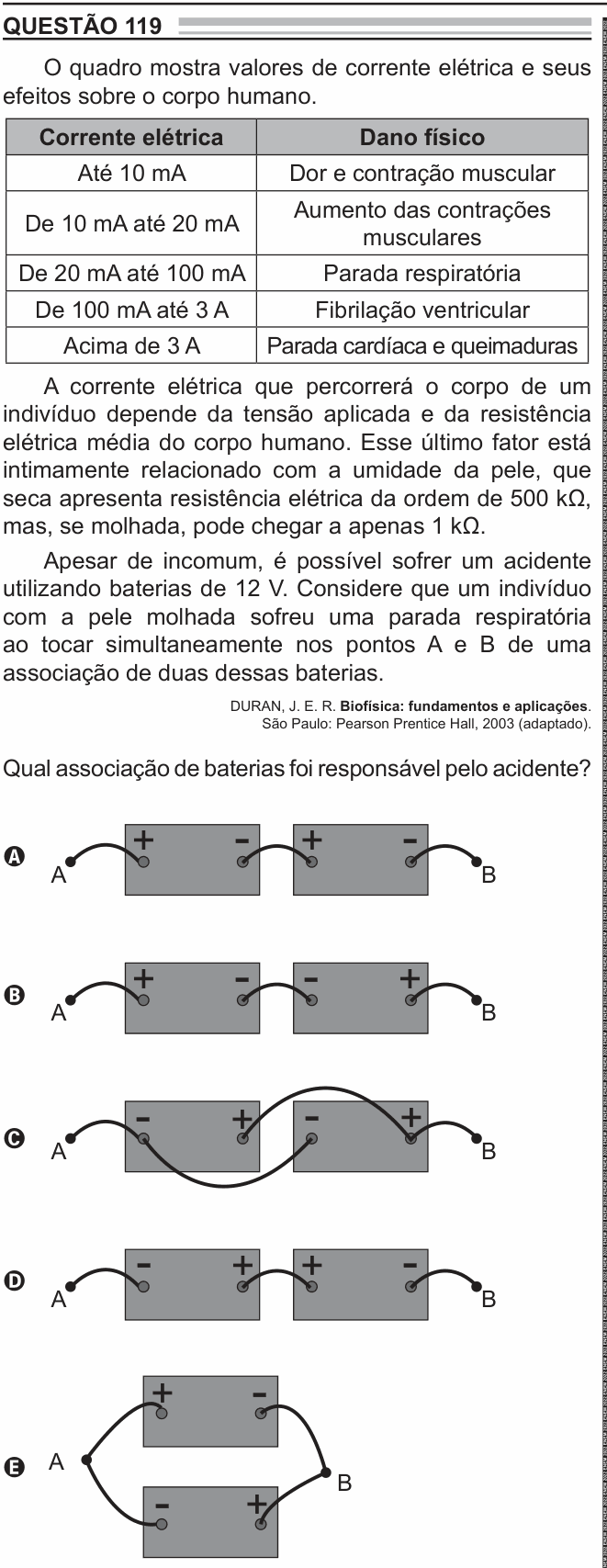 Enunciado da questão 119 de Física do ENEM 2022