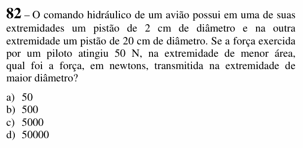 Enunciado da questão 82 de Física do EEAR 2018 (CFS 1)
