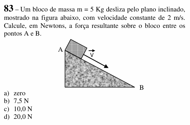Enunciado da questão 83 de Física do EEAR 2018 (CFS 1)