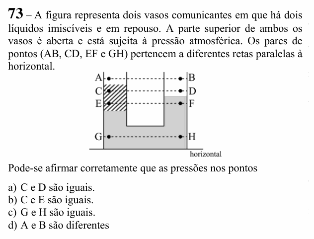 Enunciado da questão 73 de Física do EEAR 2020 (CFS 1)