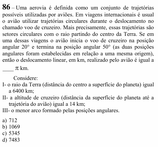 Enunciado da questão 86 de Física do EEAR 2021 (CFS 1)