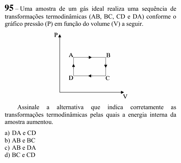 Enunciado da questão 95 de Física do EEAR 2021 (CFS 1)