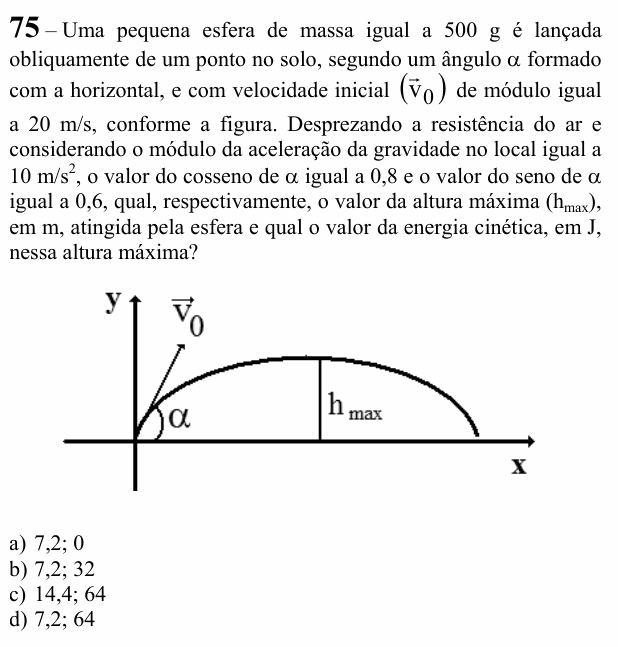 Enunciado da questão 75 de Física do EEAR 2022 (CFS 1)