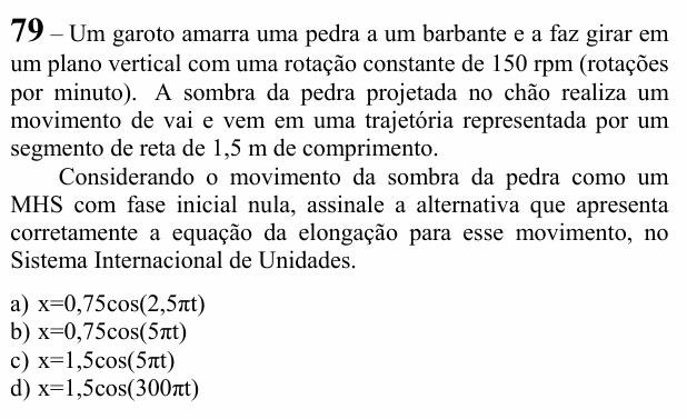Enunciado da questão 79 de Física do EEAR 2022 (CFS 1)