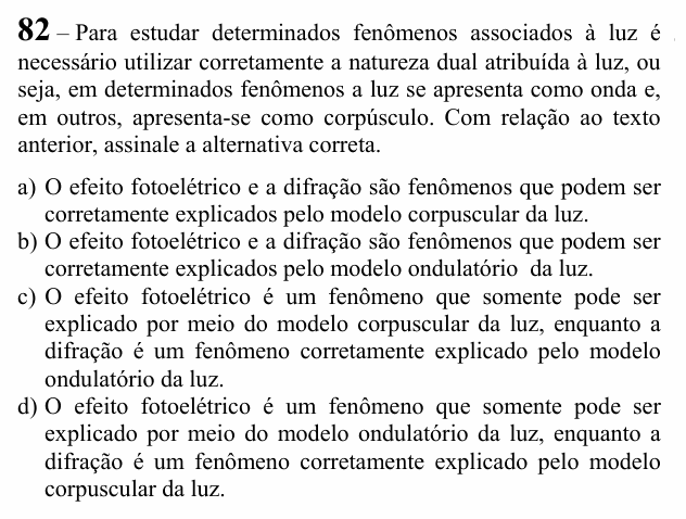 Enunciado da questão 82 de Física do EEAR 2022 (CFS 1)