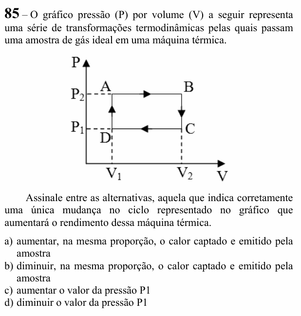 Enunciado da questão 85 de Física do EEAR 2022 (CFS 1)