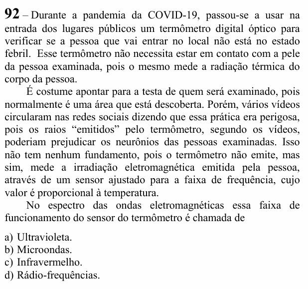 Enunciado da questão 92 de Física do EEAR 2022 (CFS 1)