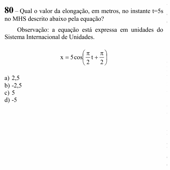 Enunciado da questão 80 de Física do EEAR 2023 (CFS 1)