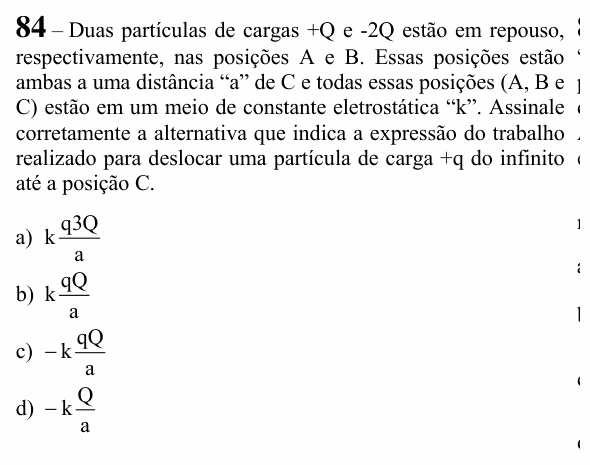 Enunciado da questão 84 de Física do EEAR 2023 (CFS 1)