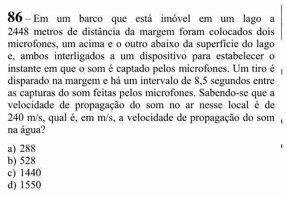Enunciado da questão 86 de Física do EEAR 2023 (CFS 1)
