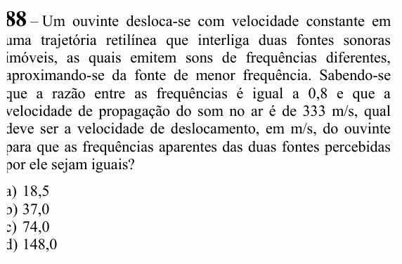 Enunciado da questão 88 de Física do EEAR 2023 (CFS 1)