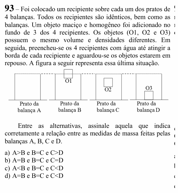 Enunciado da questão 93 de Física do EEAR 2023 (CFS 1)