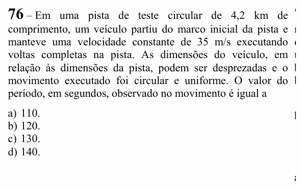 Enunciado da questão 76 de Física do EEAR 2024 (CFS 1)