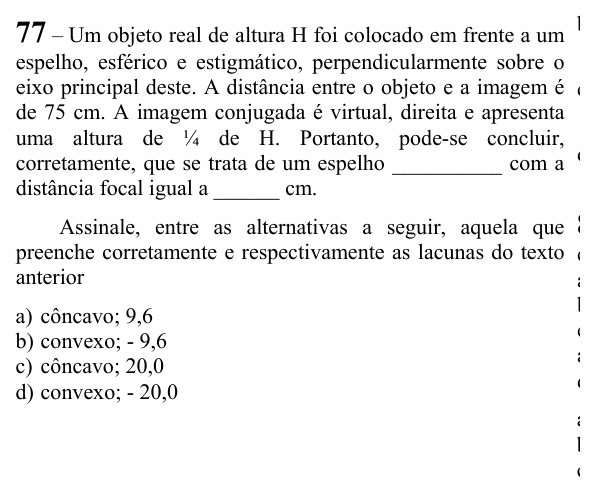 Enunciado da questão 77 de Física do EEAR 2024 (CFS 1)