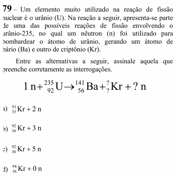 Enunciado da questão 79 de Física do EEAR 2024 (CFS 1)
