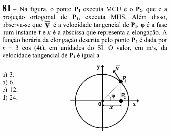 Enunciado da questão 81 de Física do EEAR 2024 (CFS 1)