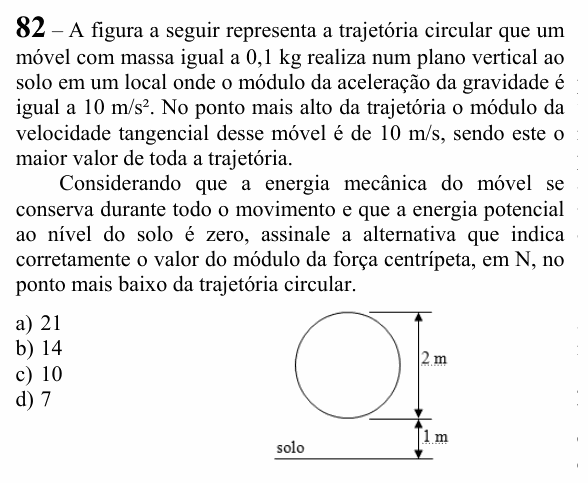 Enunciado da questão 82 de Física do EEAR 2024 (CFS 1)