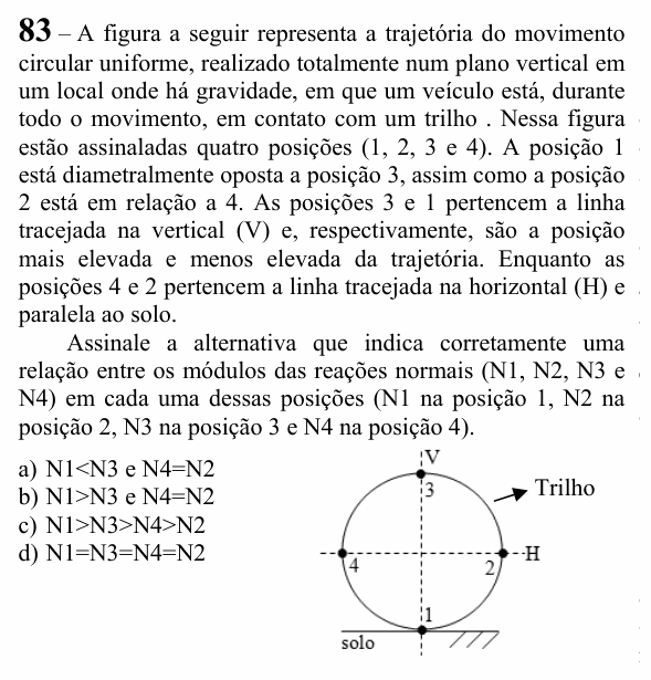 Enunciado da questão 83 de Física do EEAR 2024 (CFS 1)