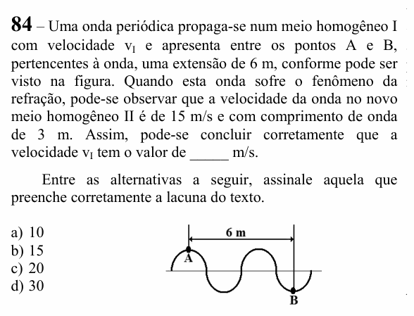 Enunciado da questão 84 de Física do EEAR 2024 (CFS 1)