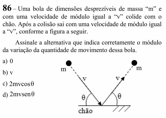 Enunciado da questão 86 de Física do EEAR 2024 (CFS 1)