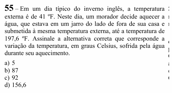 Enunciado da questão 55 de Física do EEAR 2025 (CFS 1)