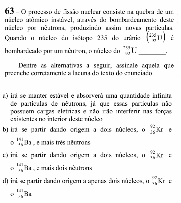 Enunciado da questão 63 de Física do EEAR 2025 (CFS 1)