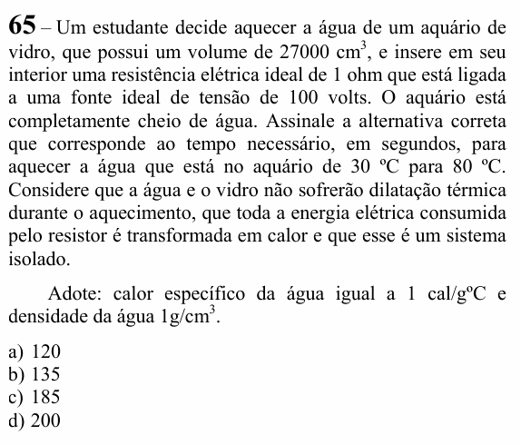 Enunciado da questão 65 de Física do EEAR 2025 (CFS 1)