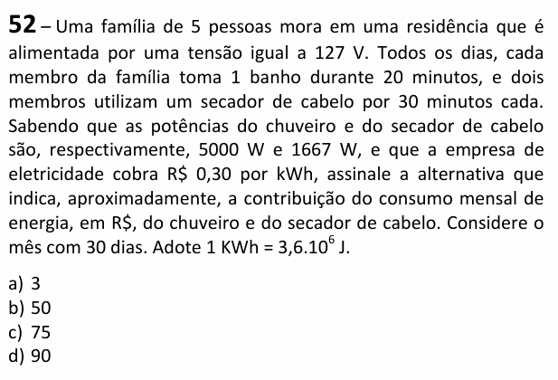 Enunciado da questão 52 de Física do EEAR 2026 (CFS 1)