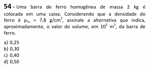 Enunciado da questão 54 de Física do EEAR 2026 (CFS 1)