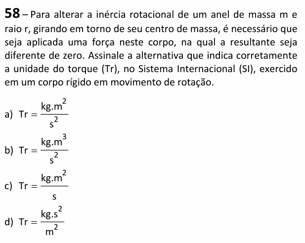 Enunciado da questão 58 de Física do EEAR 2026 (CFS 1)