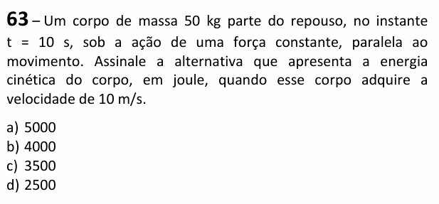 Enunciado da questão 63 de Física do EEAR 2026 (CFS 1)
