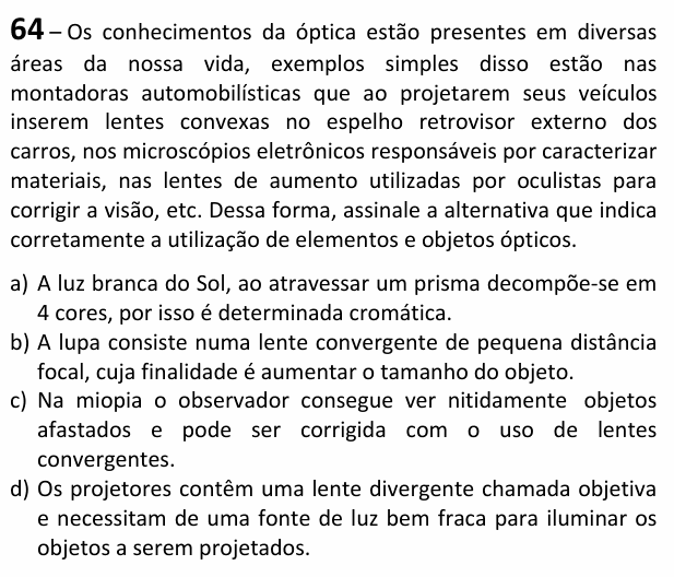 Enunciado da questão 64 de Física do EEAR 2026 (CFS 1)