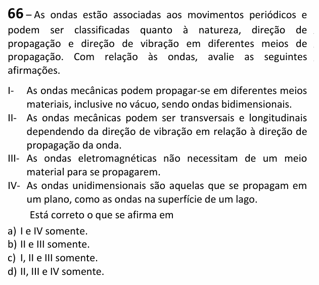 Enunciado da questão 66 de Física do EEAR 2026 (CFS 1)