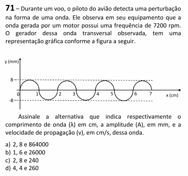 Enunciado da questão 71 de Física do EEAR 2026 (CFS 1)